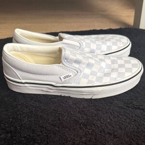 Vans Checkerboard Slip-On Sneakers - White/Light Blue